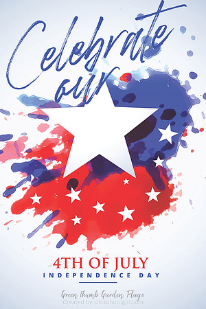 4th of July(Celebrate on White) Garden Flag Banner