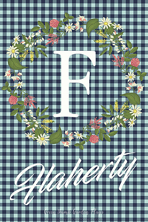 Monogram (Check Plaid Wreath Garden Flag )